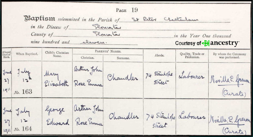George's twin baptized on same day